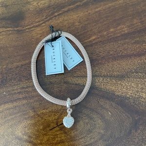 NEW rose gold rhinestone heart charm bracelet
